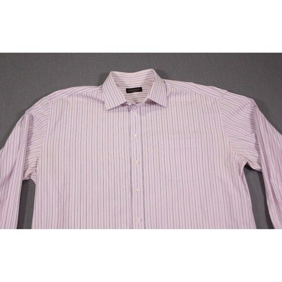 Canali Long Sleeve Dress Shirt Men’s 18 46 Pink Striped Pocket Made In Italy - Picture 2 of 10